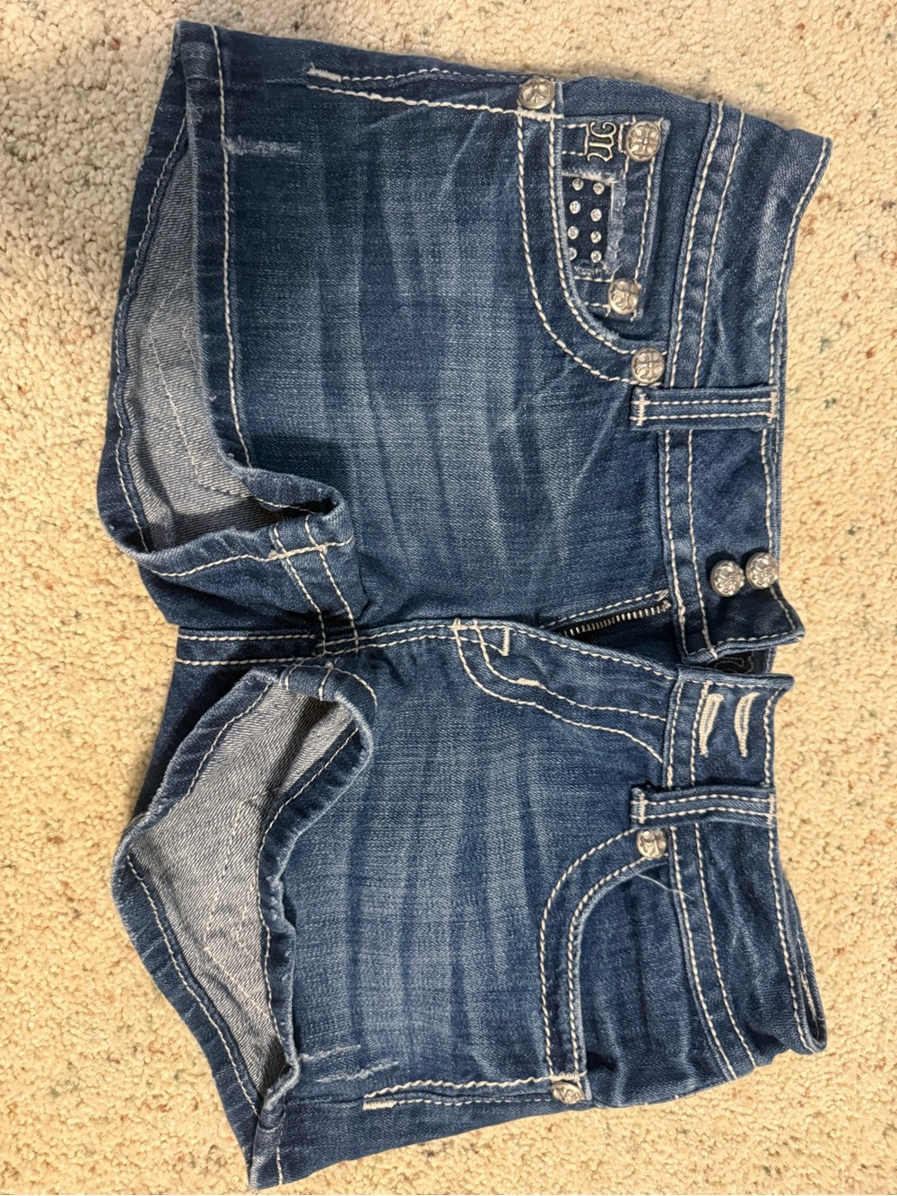 Miss Me size 28 Denim Women’s Shorts. Contrast Stitching and bling. Hardly worn